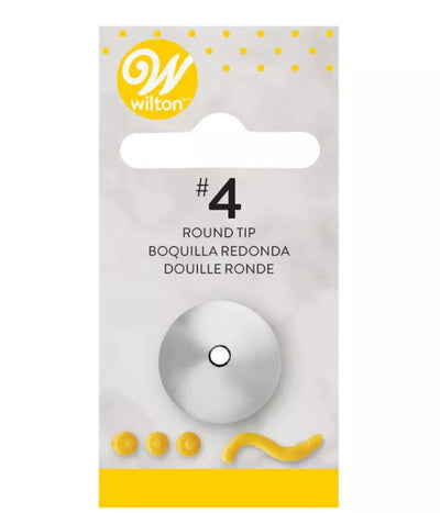 Tyll #004 Rund Wilton i rostfritt stål – idealisk för text, linjer, pärlor och prickar på tårtor, cupcakes och kakor
