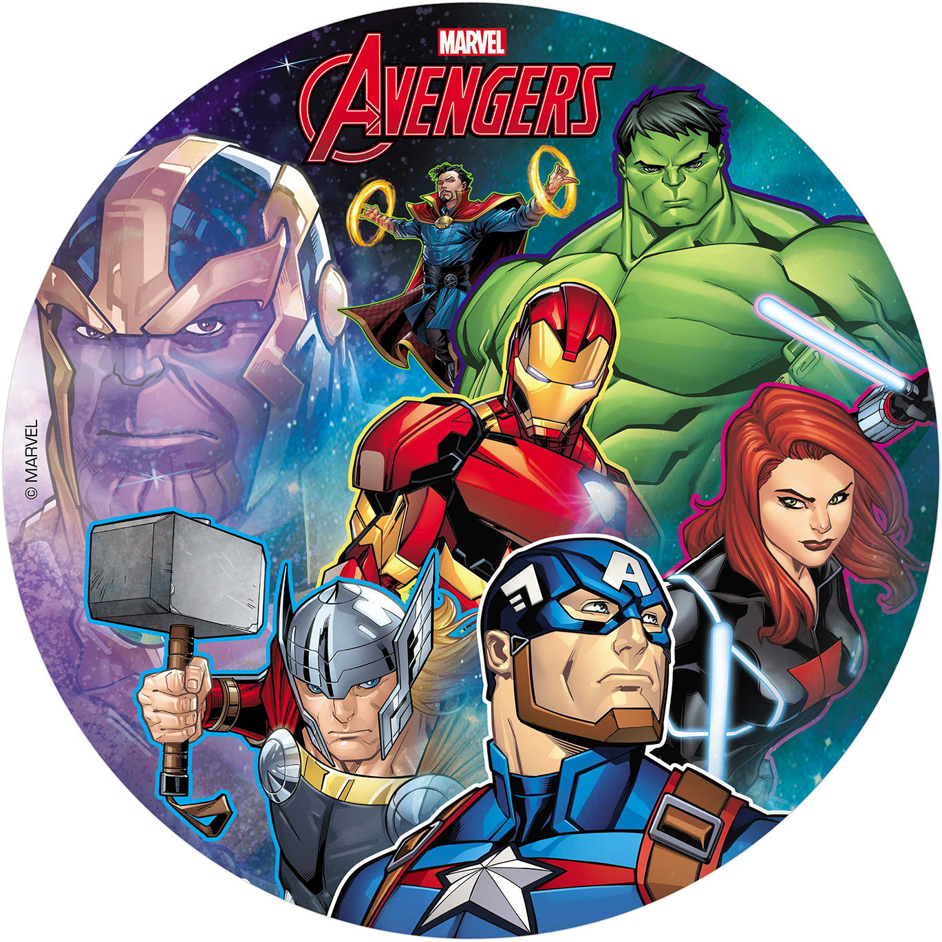 Tårtbild tårtdekoration Marvel Avengers superhjältar