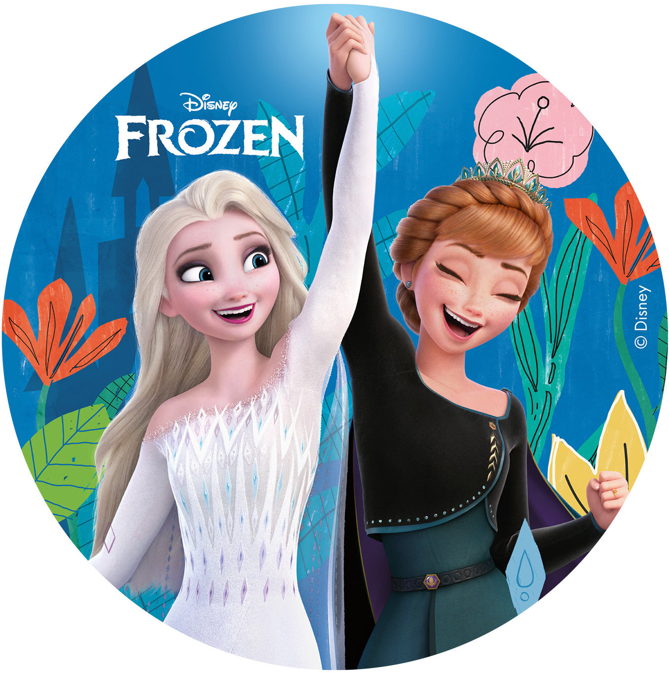 Tårtbild Frost Elsa Anna håller handen