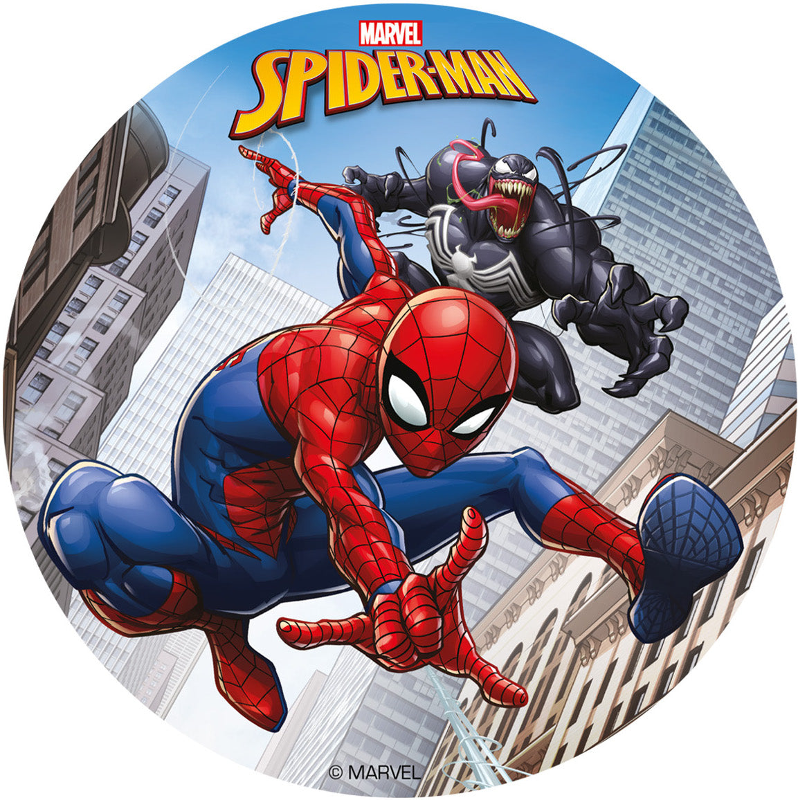 Tårtbild ätbar Spiderman Rund 15-30 cm