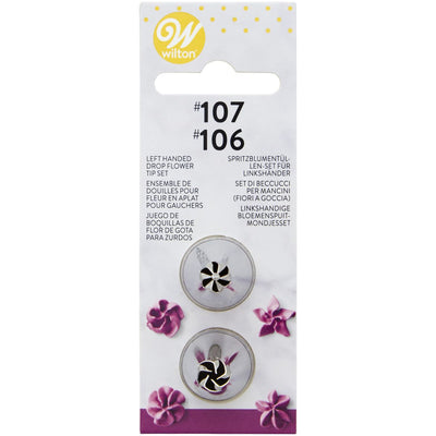 Tyllset #106 och #107 kronbladstyllar i rostfritt stål – för att spritsa rosor, tulpaner och eleganta blomblad på tårtor och cupcakes
